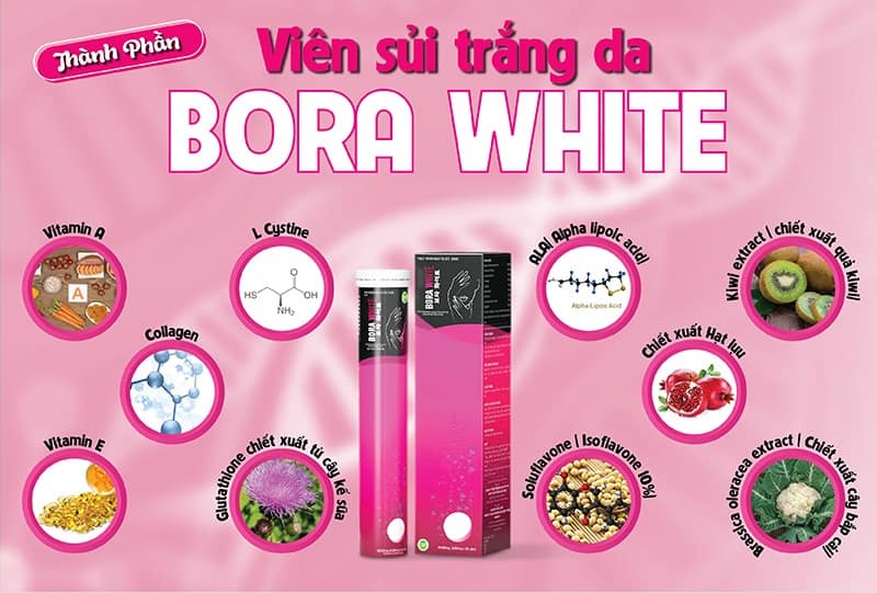 Viên sủi Bora White chiết xuất từ những thành phần đặc biệt an toàn và tốt cho làn da