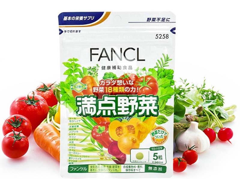 Viên rau củ FANCL giúp bổ sung 18 loại rau xanh, củ quả khác nhau cho người bận rộn 