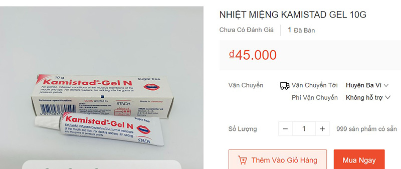 Bạn có thể mua thuốc bôi nhiệt miệng online với giá 40.000 - 50.000 đồng/hộp 10g