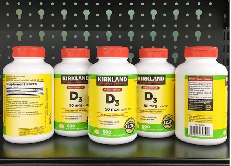 Vitamin D3 2000 IU Kirkland Signature tốt cho xương khớp 