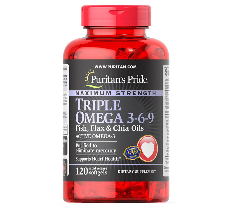 Viên uống Puritan’s Pride Triple Omega 3-6-9 Fish, Flax & Chia Oils