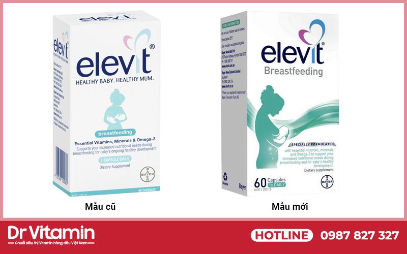 Mẫu bao bì của vitamin Bayer Elevit Breastfeeding mới