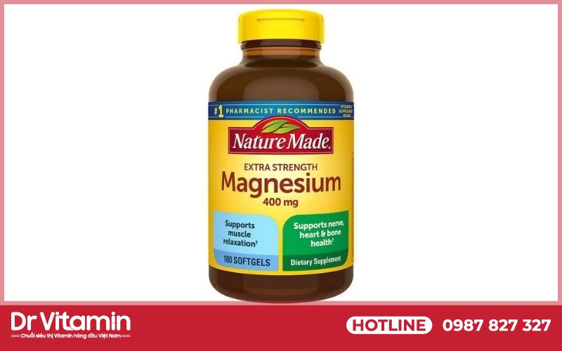 Nature Made Magnesium 400mg có chức năng chính là bổ sung hàm lượng Magie cần thiết cho cơ thể