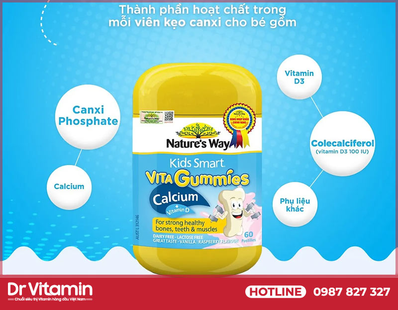 Thành phần nature’s way vita gummies calcium + vitamin D