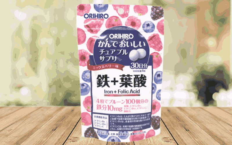 Viên uống Orihiro bổ sung sắt & Acid Folic dạng túi