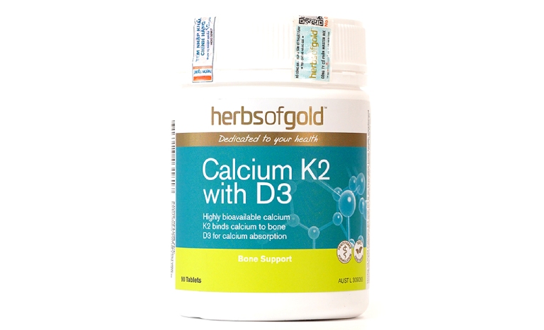 Mẹ bầu có thể dùng viên uống Herbs of Gold Calcium K2 with D3 của Úc để bổ sung canxi cho cơ thể