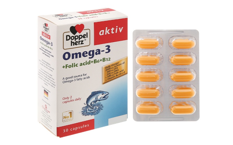 Doppelherz Omega-3 + Folic acid + B6 + B12 tốt cho tim